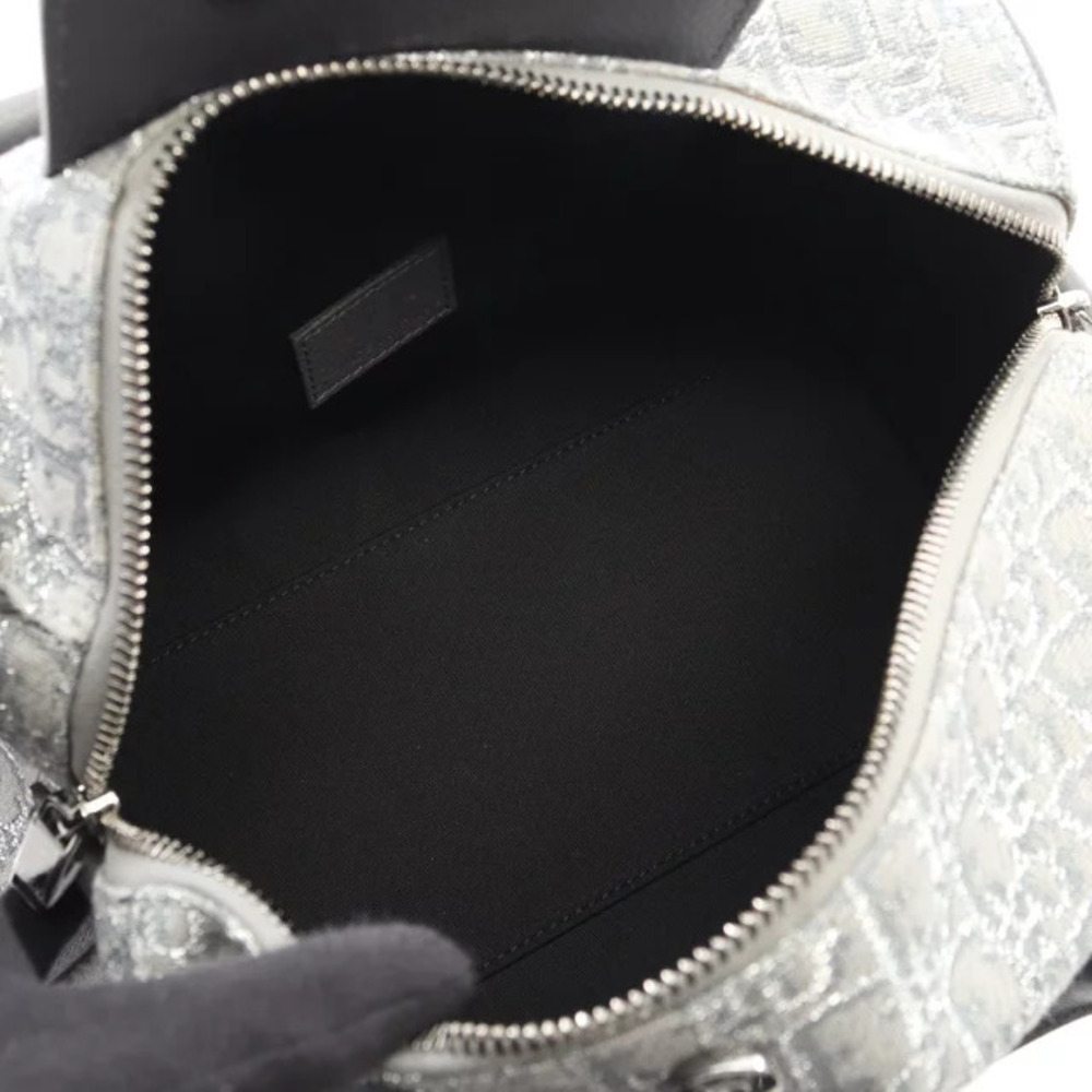 Dior Canvas Handbag Gray Leather Oblique Langot - Picture 3 of 6